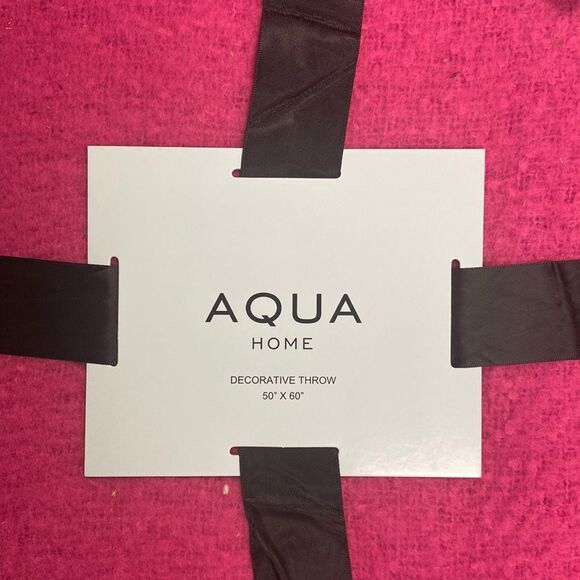 AQUA Faux Mohair Solid Throw - Picture 2 of 4